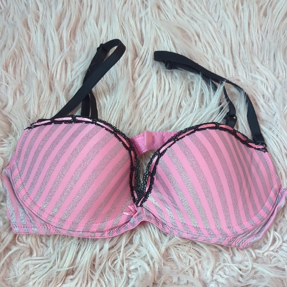 Victoria's Secret Pink and Gray Striped Bra